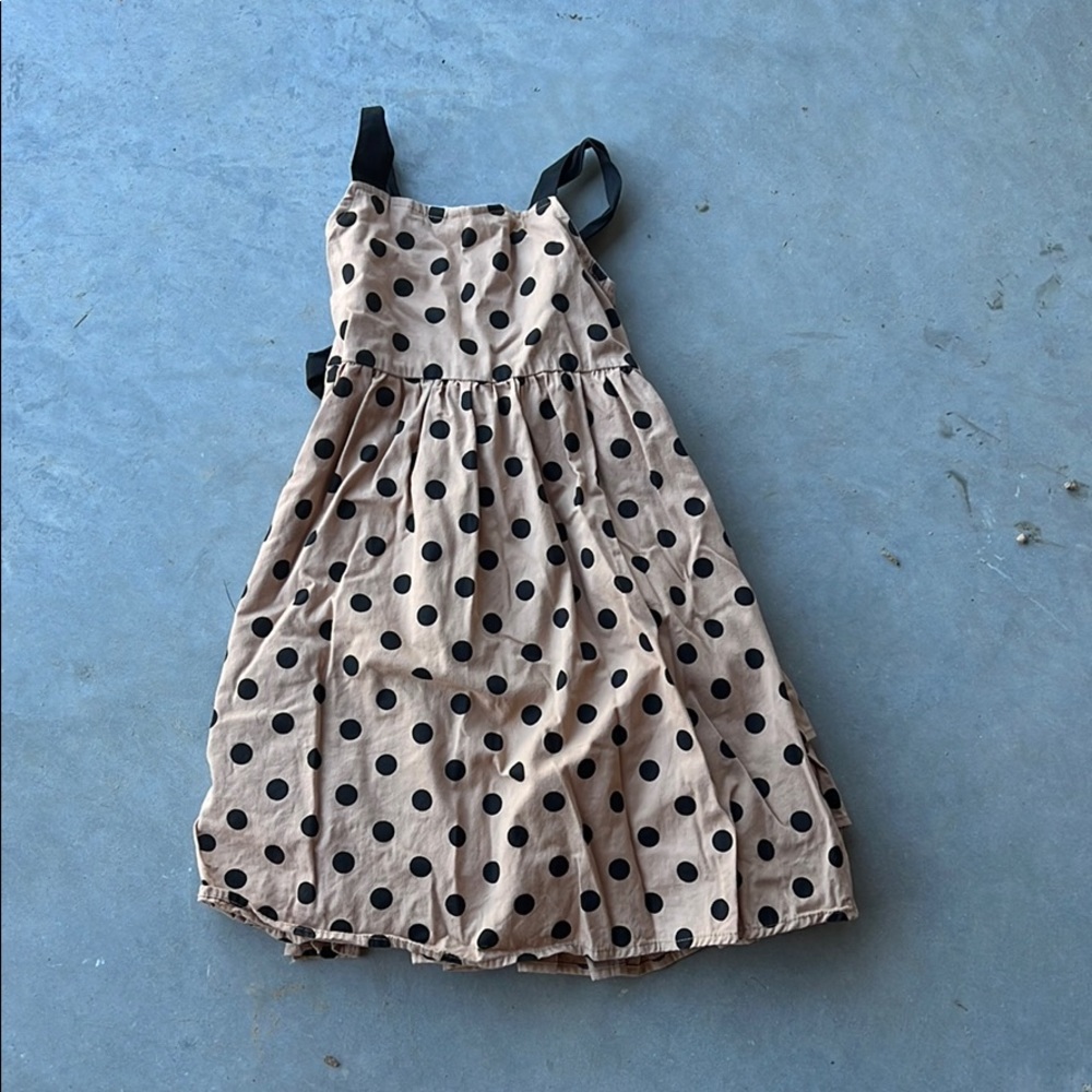 Girls brown black polka dot dress- size 6